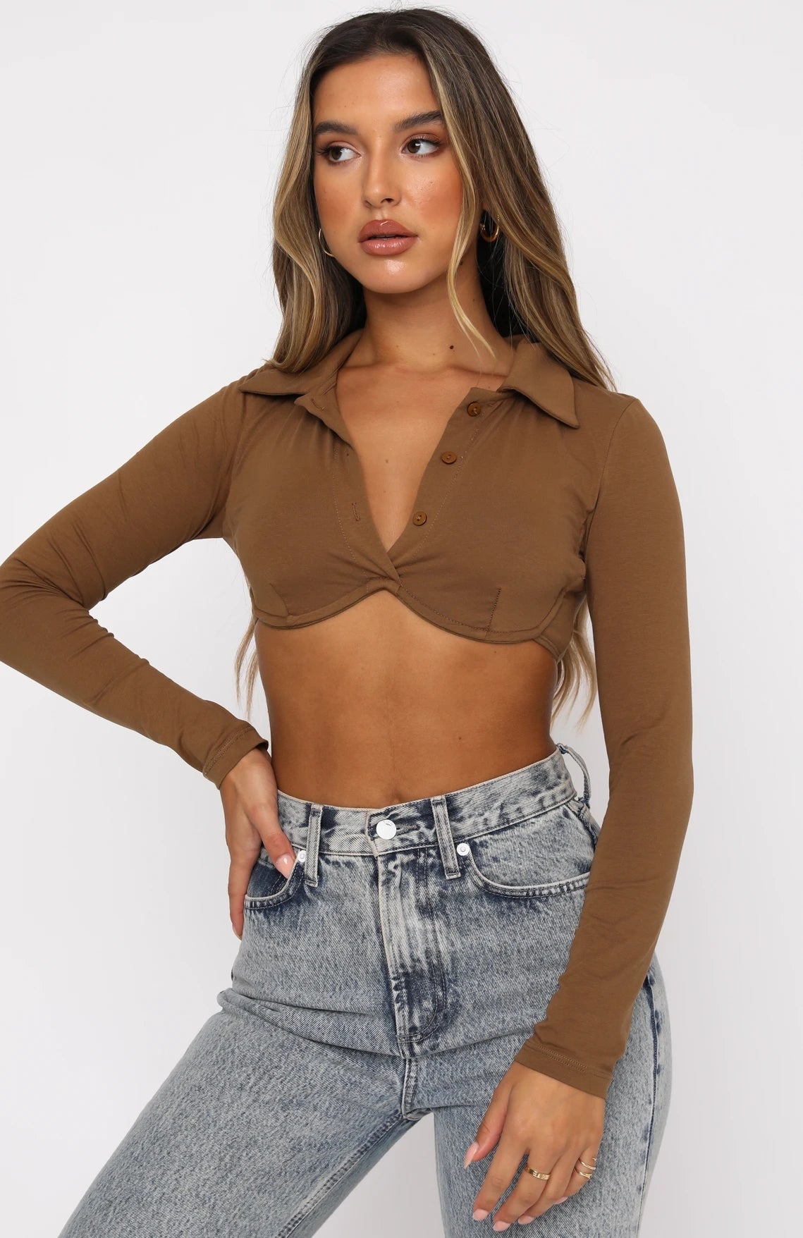 Underboob Button Up Crop Top