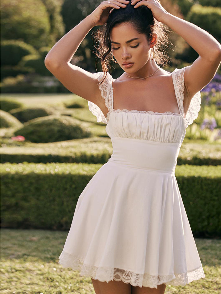 Mini White Lace Dress