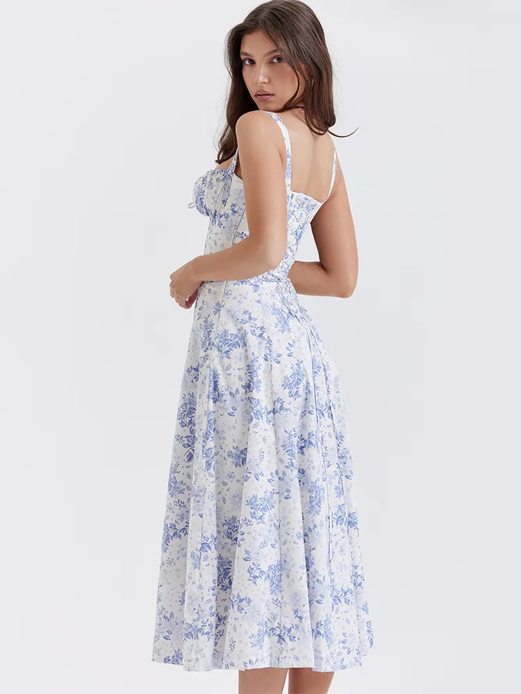 Blue Floral Cottagecore Sundress