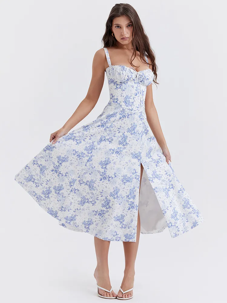 Blue Floral Cottagecore Sundress