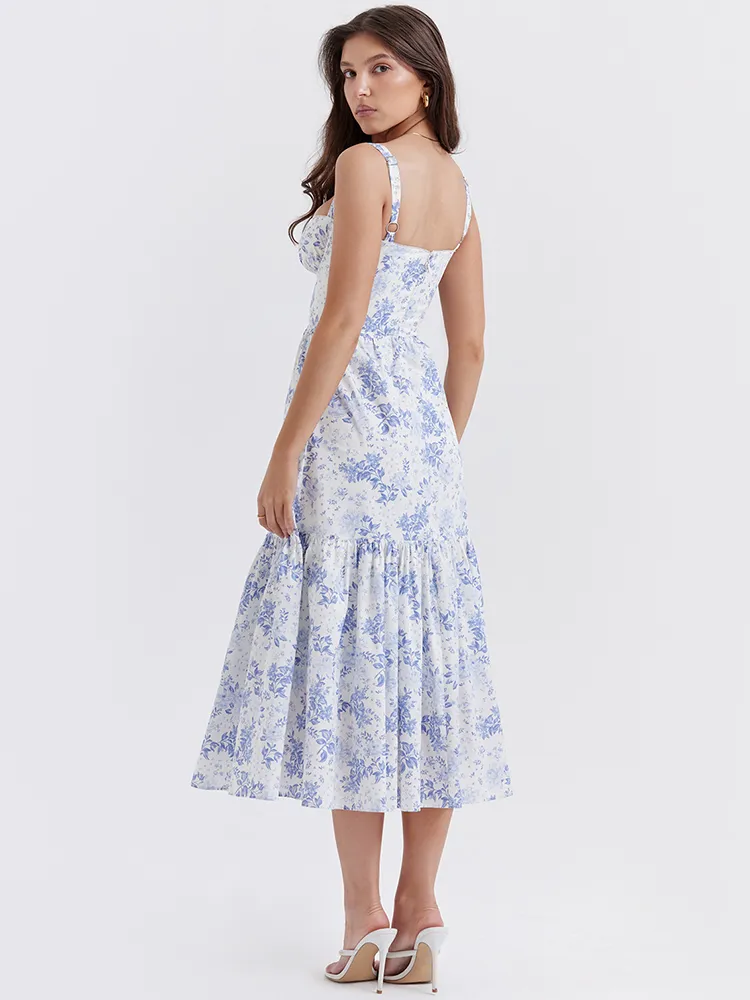 Blue Floral Cottagecore Sundress