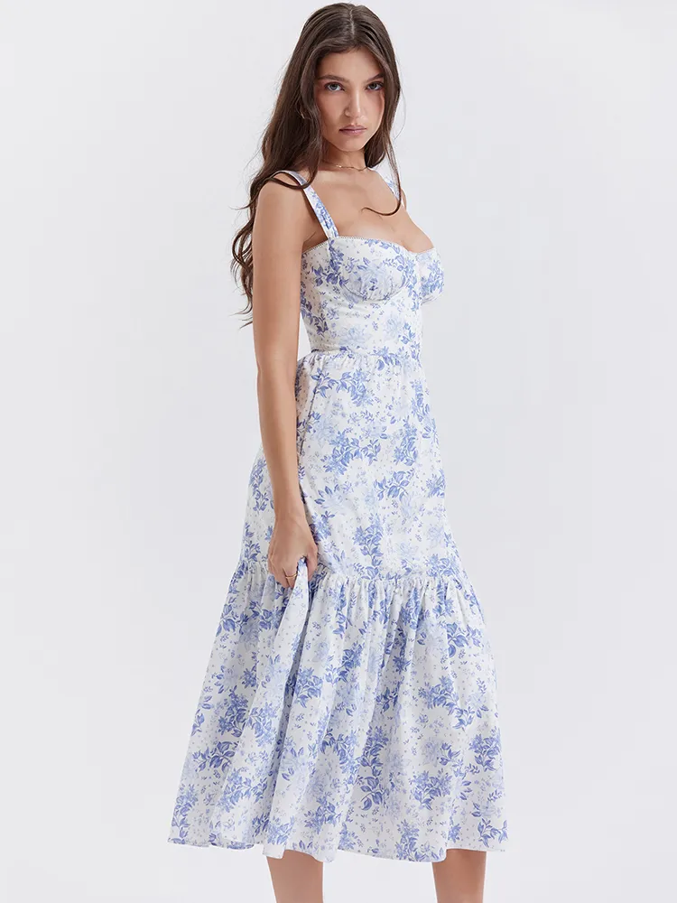 Blue Floral Cottagecore Sundress