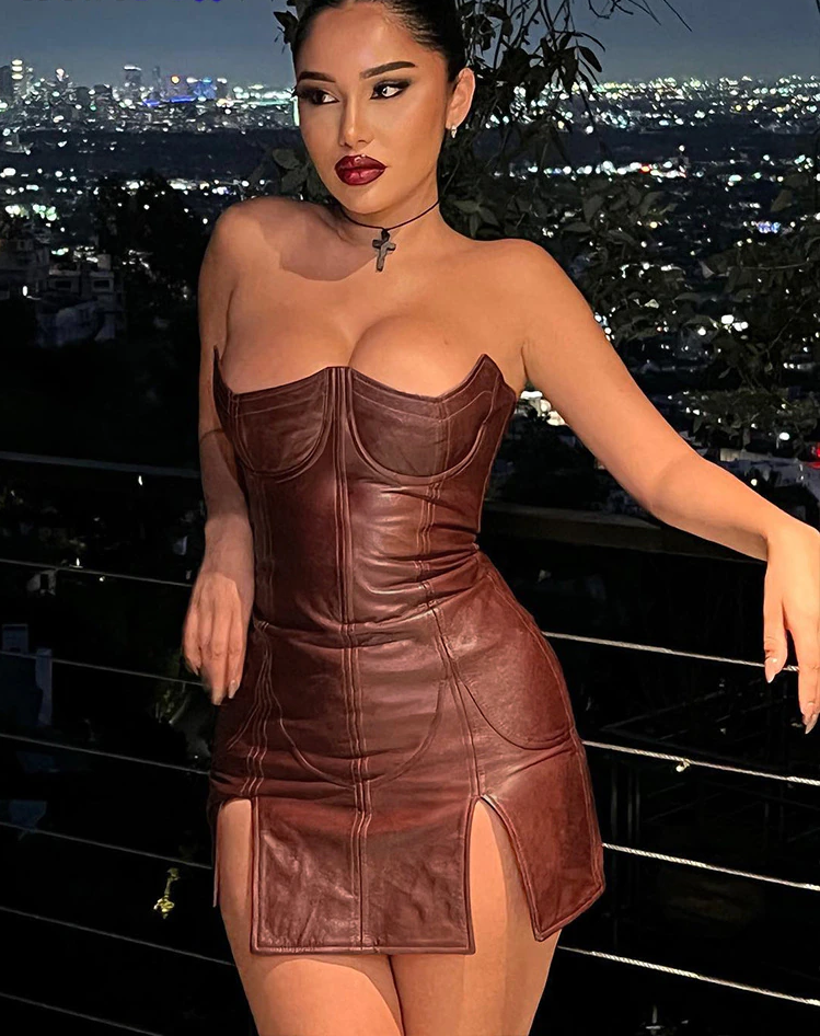 Sexy Leather Mini Dress